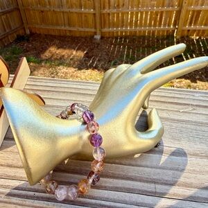 Super 7 Purple Amethyst Melody Bead Stone Bracelet